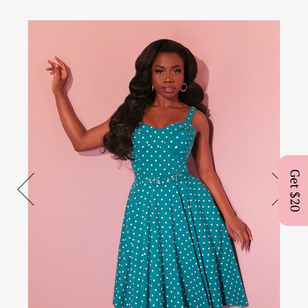 Vixen by Micheline Pitt Teal and White Midi Dress